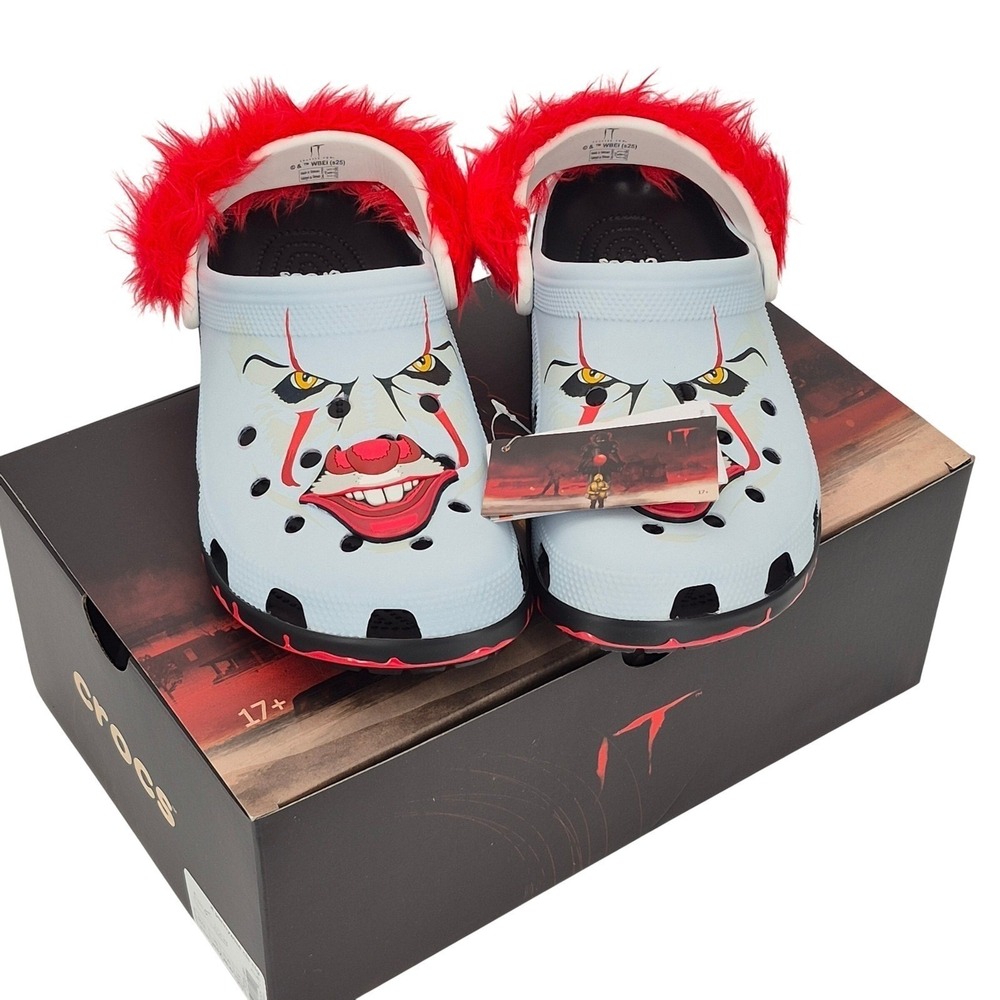 Crocs IT Chapter 2 Pennywise Face Classic Clogs Women's Size 12 Unisex Shoes